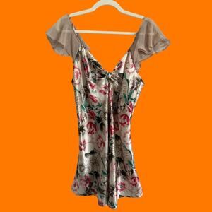 90's vintage earthy floral satin lingerie slip dress MEDIUM inner most